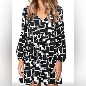 Black and white geometric dress